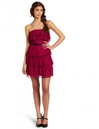 As U Wish Juniors Strapless Tiered Dress, Pink, 11