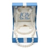 7-8mm Cultured White Freshwater Pearl Necklace, Bracelet and Earring Set with 14kt Yellow Gold in Gift Box