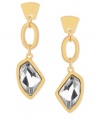 A touch of glass. These oval-link drop earrings from Robert Lee Morris glisten with glass stones for a glamorous touch. Crafted from gold-tone mixed metal. Approximate drop: 2 inches.