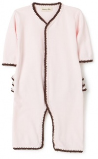 Margery Ellen Baby Pima Long Sleeved Ruffle Romper, Pink/Moca, 0-3 Months