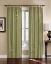 Floral Embroidered Faux Silk Window Curtain Drapery in Rich Colors