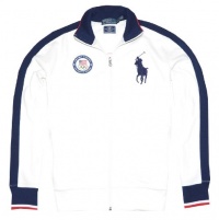 Polo Ralph Lauren Men USA Olympic Team Big Pony Logo Full Zip Jacket (XL, White/navy/red)