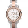 Women's Chronograph White Swarovski Crystal Clear Plastic & Rose Gold Tone Ion Plated Stainless Steel