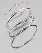 A slender sterling silver bangle accented with five radiant diamonds. Diamonds, 0.15 tcw Sterling silver Diameter, about 2½ Imported Please note: Bracelets sold separately.