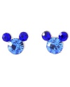 Adorable Blue CZ Crystal x-Small 3/8 Famous Mouse Ears Rhodium Plated Stud Earrings