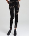 Splashy tie-dye, exposed zips and bold studs lend a punk-chic sensibility to these James Jeans skinny jeans.