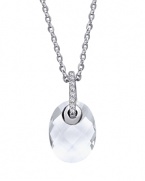 Check please. This sterling silver and cubic zirconia necklace from Crislu adds a hit of contemporary sparkle with a faceted checkerboard pendant.