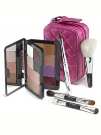 Must-have mini makeup kit is filled with the mistake-proof colors and tools you need for emergency touch-ups on-the-go. Trish's iconic performance-driven brushes accompany a perfectly coordinated double-decker palette of multi-textured eye, face and lip color plus two shades of concealer for customized coverage onthe spot.