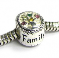 Queenberry Mother's Day gift Sterling Silver Family Tree Of Love Pink Rose Yellow Green CZ Crystal Bead 10mm For Pandora Troll European Charm Bracelets