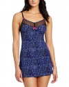 Betsey Johnson Women's Slinky Knit Chemise, Wild Side Wild Blue, Medium