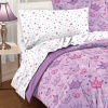 Purple Princess Stars and Crowns 5 Piece Twin Comforter Set