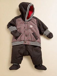 Baby will be perfectly suited for the blustery weather in this cozy, puffy set with detachable pants