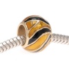 22K Gold Plated Enamel Tiger Stripes Animal Print Large Hole Bead Fits Pandora (1)