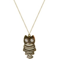 1.75 Articulated Owl Necklace On 16 Chain W/3 Extn. In Antique Brass