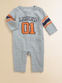 A charming romper with a football motif in cozy cotton for your little all star.CrewneckLong sleevesShoulder snapsBottom snapsCottonMachine washImported Please note: Number of snaps may vary depending on size ordered. 