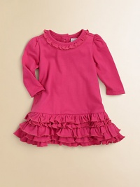 An adorable dress is accented with tiers of ruffles for a girly look.CrewneckLong sleevesBack buttonsRuffled hemCottonMachine washImported Please note: Number of buttons may vary depending on size ordered. 