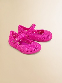 These uniquely adorable updated jelly Mary Janes will surely be her favorite and yours.Grip-tape closurePVC upperPVC liningPVC solePadded insoleMade in Brazil