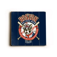 Boston Terrier Ballpark Brew 18x18 Limited-Edition Artistic Planked Wood Sign