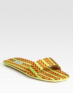 EXCLUSIVELY AT SAKS. Classic single strap twill slippers in Chevron print. Chevron twill upperChevron twill liningLeather solePadded insoleMade in Italy