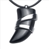 Elegant Black Onyx Spear Stainless Steel Pendant Mens Chain