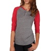 Alternative Men's 3/4 Sleeve Henley Shirt, Grey/True Red, X-Large