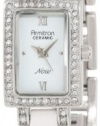 Armitron Women's 753955WTSV Silver-Tone NOW Swarovski Crystal White Ceramic Bracelet Watch