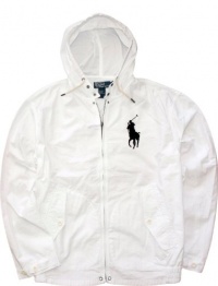 Polo Ralph Lauren Big Pony Lightweight Full-Zip Hooded Windbreaker (X-Large, White)