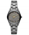 Moody gunmetal hues leave an impression on this DKNY watch.