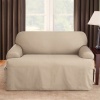 Sure Fit Logan 1-Piece T-Cushion Ties Loveseat Slipcover, Sand