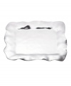 Pretty and polished, this Organics tray from Lenox's collection of serveware and serving dishes combines a natural shape in bright aluminum with a playful ruffled edge.