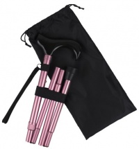 Ez2care Classy Adjustable Folding Cane with Carrying Case, Champagne Pink