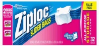 Ziploc Slider Storage Bag, Gallon Value Pack, 32 Count (Pack of 3)