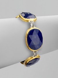 Rich lapis stones set in 24k gold with sterling silver links for a truly elegant style. Lapis24k goldSterling silverLength, about 7¾Box clasp closureImported 