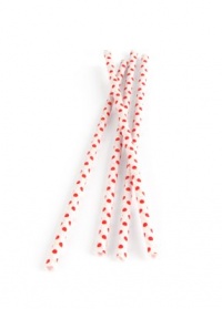 Kikkerland Polka Dot Paper Straws-Red