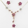 Crystal Flower Necklace and Earring Set (Pink)