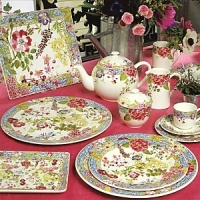 Millefleurs was inspired by flowers in a European garden as well as antique tableware. Its delicate renderings of pansies, roses, and thistles are blended with a vintage border in a contemporary color palette. Sophisticated, yet fresh and youthful. Dishwasher and microwave safe (for reheating only).