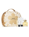 Free-Spirited. Playful. Feminine. A sparkling floral bouquet fragrance. This Daisy Marc Jacobs gift set includes a 3.4 oz. Eau de Toilette Spray, 2.5 oz. Luminous Body Lotion, 2.5 oz. Bubbly Shower Gel and a 0.33 oz. Eau de Toilette Rollerball, all housed in a deluxe, reusable container.