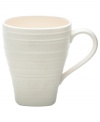 With the look of hand-thrown pottery in hard-wearing stoneware, the Swirl square mug from Mikasa enhances casual meals with fuss-free elegance. A matte finish with glazed accents adds stylish distinction to pure white.