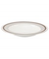 A gift to formal dining from kate spade new york, the Grace Avenue rim soup bowl offers a chic balance of fun and refined in platinum-banded bone china. Grosgrain ribbon puts the preppy, finishing touch on dinnerware destined for stylish tables.