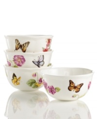 Grow your garden. Butterfly Meadow Bloom bowls from Lenox feature the sturdy, scalloped porcelain of original Butterfly Meadow dinnerware but with a variety of fresh new floral motifs.