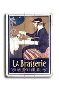 Greenwich Village La Brasserie 14x20 Limited-Edition Artistic Planked Wood Sign