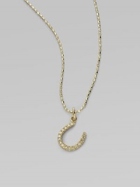 Good luck comes in a shimmering form - a horseshoe pendant on a 14k gold ball chain. Diamonds, 0.10 tcw 14k yellow gold Chain length, about 16 Pendant length, about ¼ Lobster clasp Imported