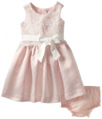 Us Angels Baby-Girls Infant Lace And Satin Dress, Ivory/Blush Pink, 12 Months