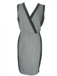 CALVIN KLEIN V-Neck Colorblock Dress-BLACK/GREY-14