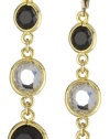 Anne Klein Beacon Gold-Tone Black and Crystal Triple Drop Earrings