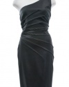 Tadashi Shoji Black Jersey Ruched One Shoulder Cocktail Dress