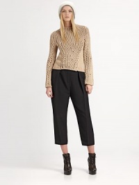 Handcrafted from an Italian cotton-rich blend, this chunky sweater has a high roundneck and contrast knit on sides and arms. High roundneckDropped shouldersLong sleevesRibbed back cuffs and hemCotton/nylonDry cleanImported of Italian fabricSIZE & FITModel shown is 5'10 (177cm) wearing US size Small. 