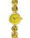 Betsey Johnson Women's BJ4140 Pop Pop 70's Brights Collection Yellow Crystal Watch