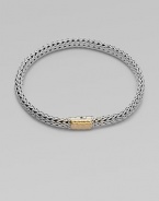 From the Bedeg Collection. A braided sterling silver chain with a beautifully radiant 18k gold station closure. 18k goldSterling silverLength, about 7¼Push clasp closureImported 