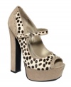 Fun animal print is an instant mood-booster. Bebe's Pennie platform pumps feature stud detailing on the the side and toe and an adorable ankle strap that feminizes the whole silhouette.